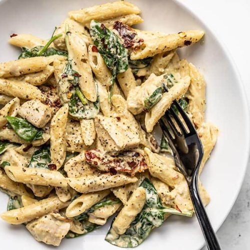 Creamy-Pesto-Chicken-Pasta-close-plate Creamy-Pesto-Chicken-Pasta-close-plate