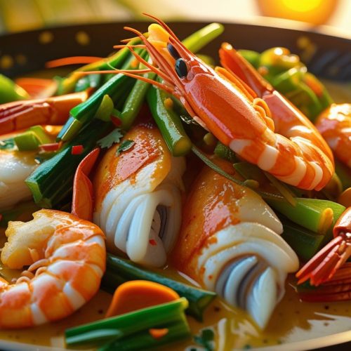 Seafood Stir-Fry in Spiced Coconut Milk