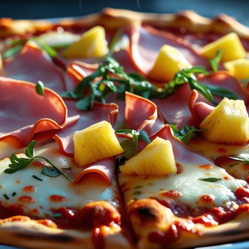 Topped with tomato sauce, ham, pineapple, and mozzarella.​ Pizza